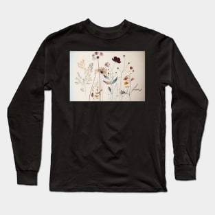 Floral Garden Botanical Print with wild flowers Long Sleeve T-Shirt